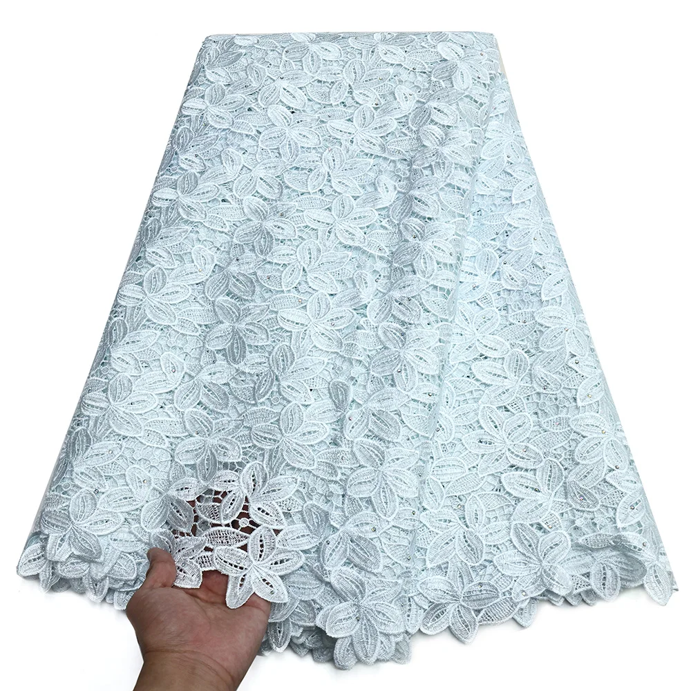 فاخر شبكة ملونة الحبل الدانتيل النسيج Hot البيع 5 ياردة الحليب الحرير الدانتيل الخياطة فستان الزفاف المواد أنيقة للذوبان في الماء الدانتيل