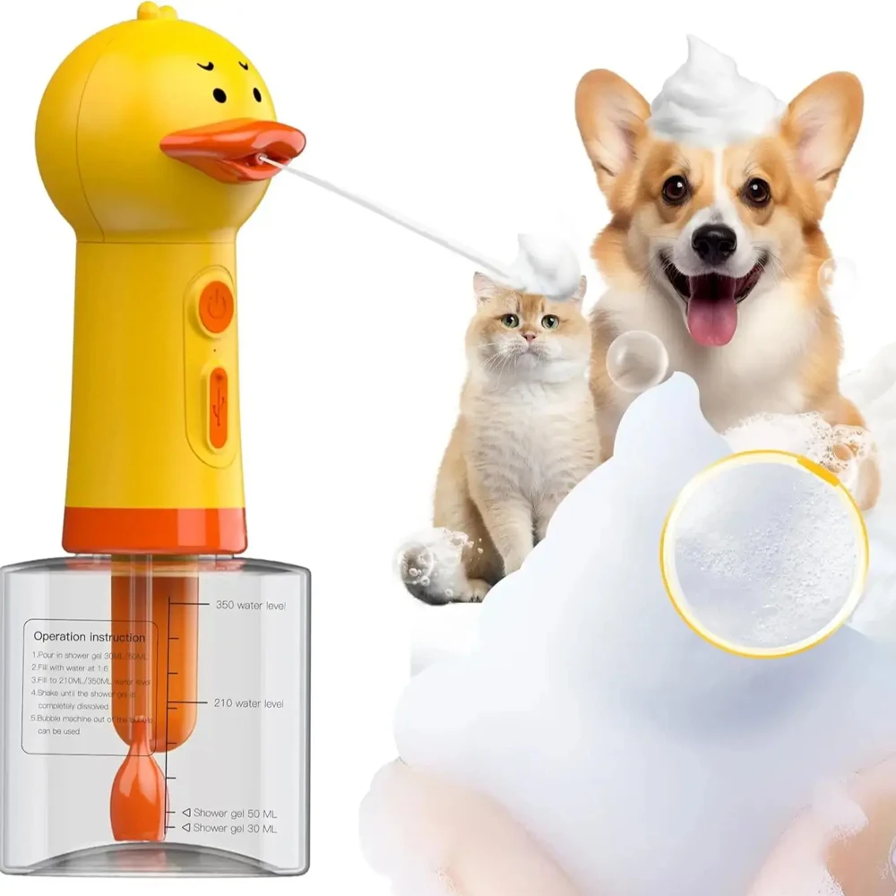 

Cute Duck Pet Cleaning Bathing Electric Foam Machine Usb Charging Automatic Soap Dispenser Foam Machine Pet Accessories