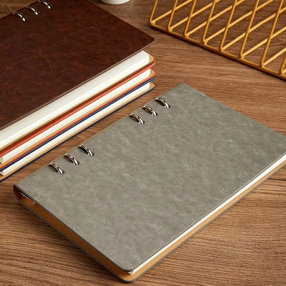 Portable Hollow Loose-leaf Notebook Thickened Lined Pages Binder Journals Hard Cover PU Leather Removable Diary Office