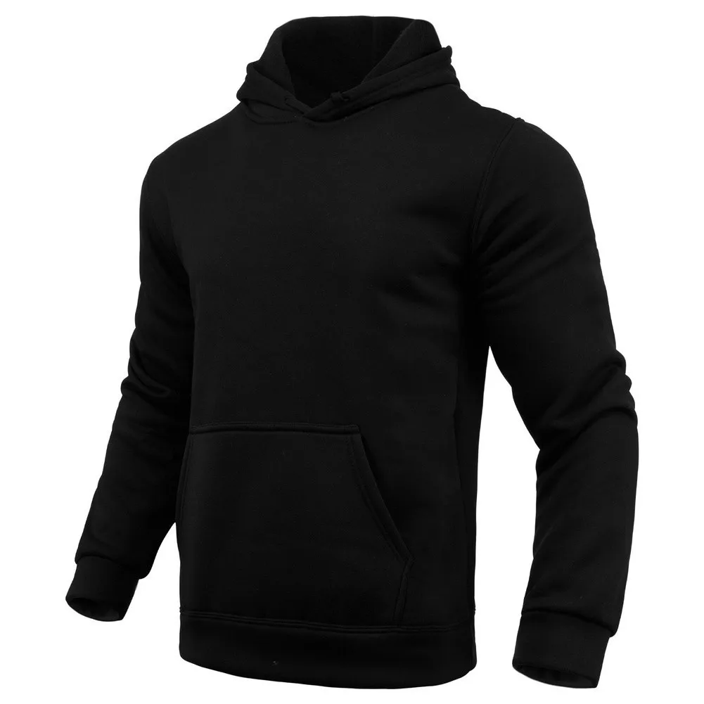Solid Color Men's Hooded Pullover Sweatshirt with Long Sleeves Loose for Fit Top for Four Seasons Casual and Sport Use