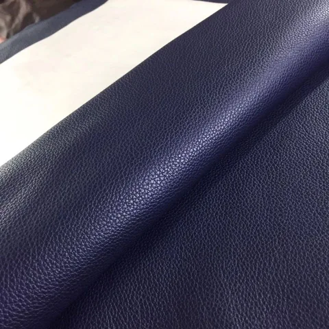 Deep blue lychee patterned genuine leather, top layer yellow cowhide, handmade DIY sofa seat headboard leather fabric, whole pie