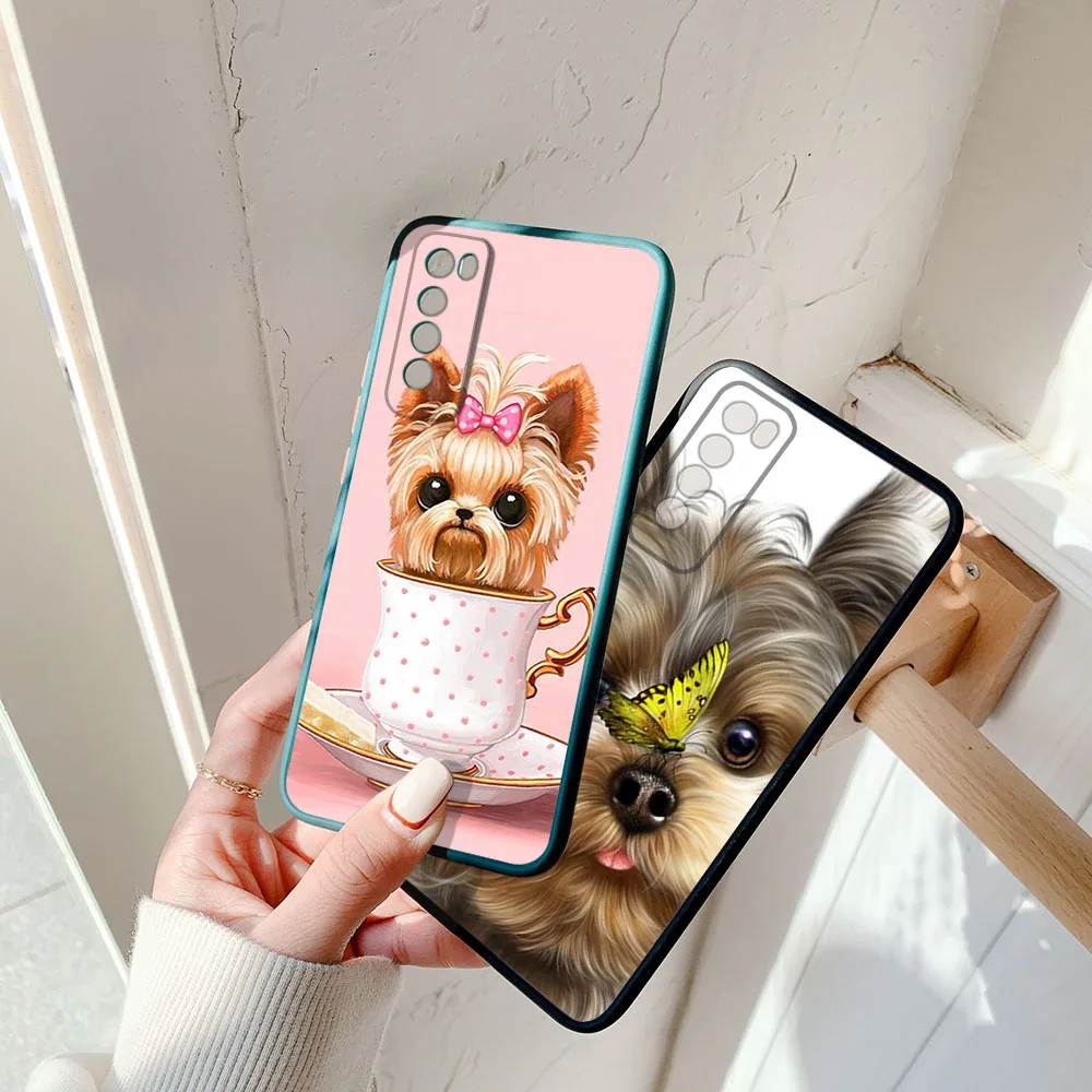 Skin Feel Translucent Phone Case For Samsung S22 A73 A72 A71 A54 S24 S23 S21 S20 Note20 S10 Yorkshire Terrier Dog Frosted Cover 