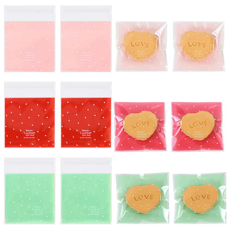 50 Stück/Set selbstklebende Kekstüten mit Punktemuster, niedliche Geschenkverpackung für Süßigkeiten, für Hochzeit, Geburtstag, Party, Gastgeschenke, Verpackung, Dekoration