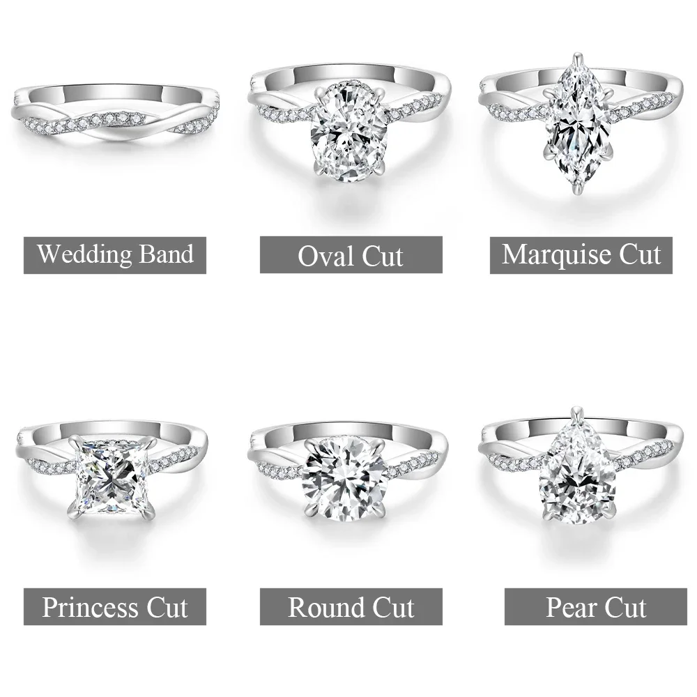 

M-JAJA Oval Solitaire 2CT Moissanite Engagement Ring Infinity Diamond Wedding Band for Women S925 Sterling Silver Bridal Jewelry