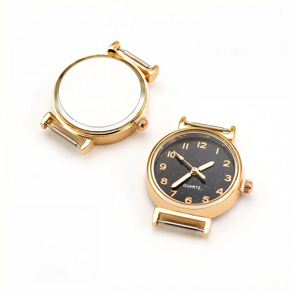 10Pcs Fashion Gold Plated Women Watch Faces DIY Kit Quartz Movement Mineral Glass Watch Parts 12mm for Watchmakers