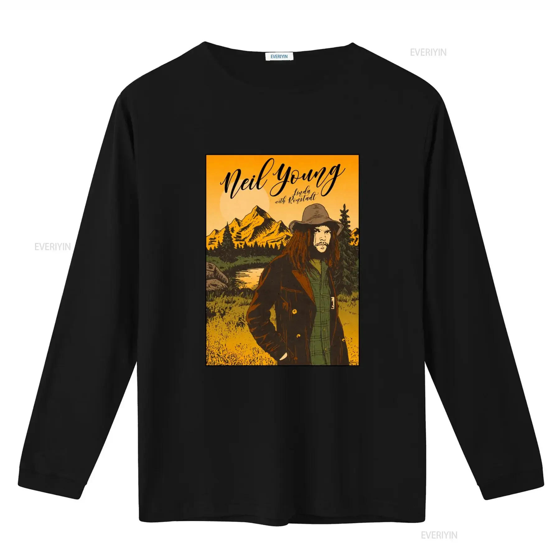 Neil Young 1973 Chicago Illinois Concert T Shirt Famous Folk Rock Singer Songwriter Print vintage Washed Top For Everyday Wear