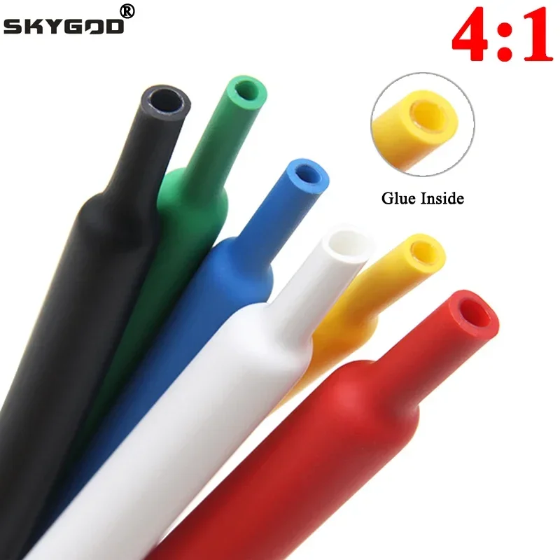 1/5/10/25M 4:1 Heat Shrink Tube Diameter 4 6 8 12 16 20 24 40 52 72mm Adhesive Lined Sleeve Wrap with Glue Dual Wall Tubing