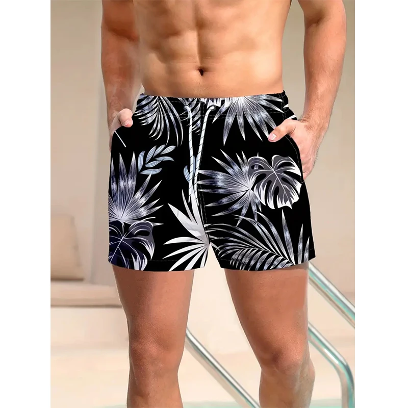 Harajuku 3D Print Flower Beach Shorts Men Summer Casual Street Palm Tree Pattern Short Pants Summer Quick Dry Surf Board Shorts