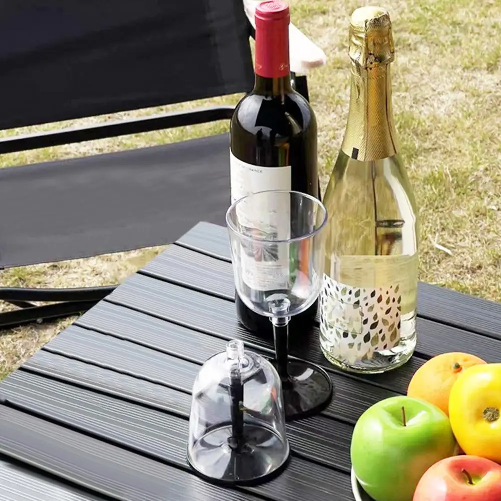 Outdoor Camping Travel Plastic Champagne Cup Collapsible Wine Glass with Detachable Stem Portable Unbreakable Clear Wine Glasses