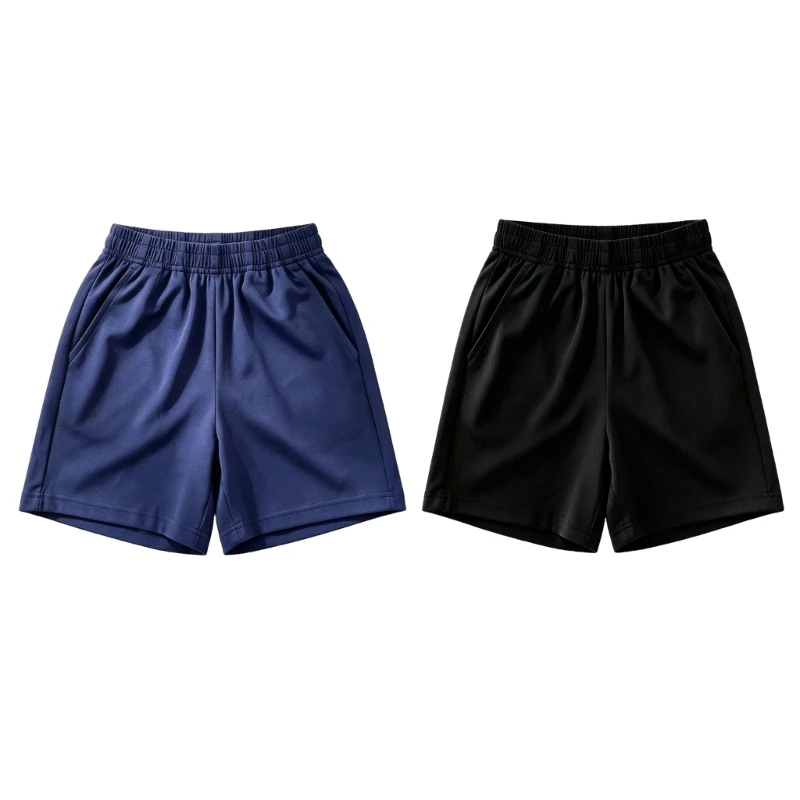 Y4UD Kids Outdoor Play Shorts for Children Elastic Waist Summer Athletic Short Trousers with Side Pockets and Knee Length Daily