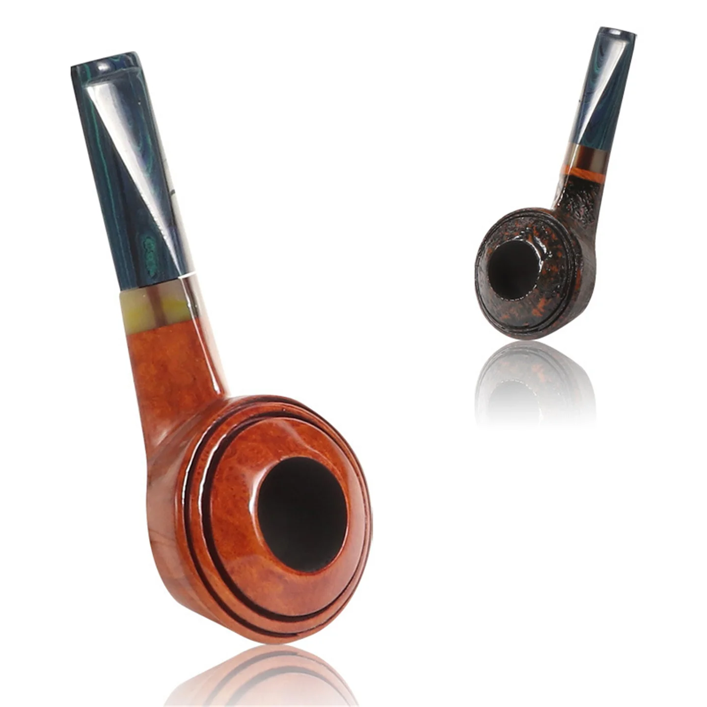 3mm Filter Flue Briar Wood Bulldog Pipe For Cut Tobacco Retro Gentleman Portable Small Handmade Smoking Pipe With Accessory