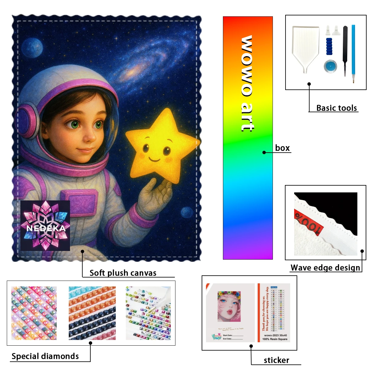 

【NEDEKA_ Diamond Art】Female astronaut Crystal AB Rhinestone FD Rhinestone Perfect Resin Diamond