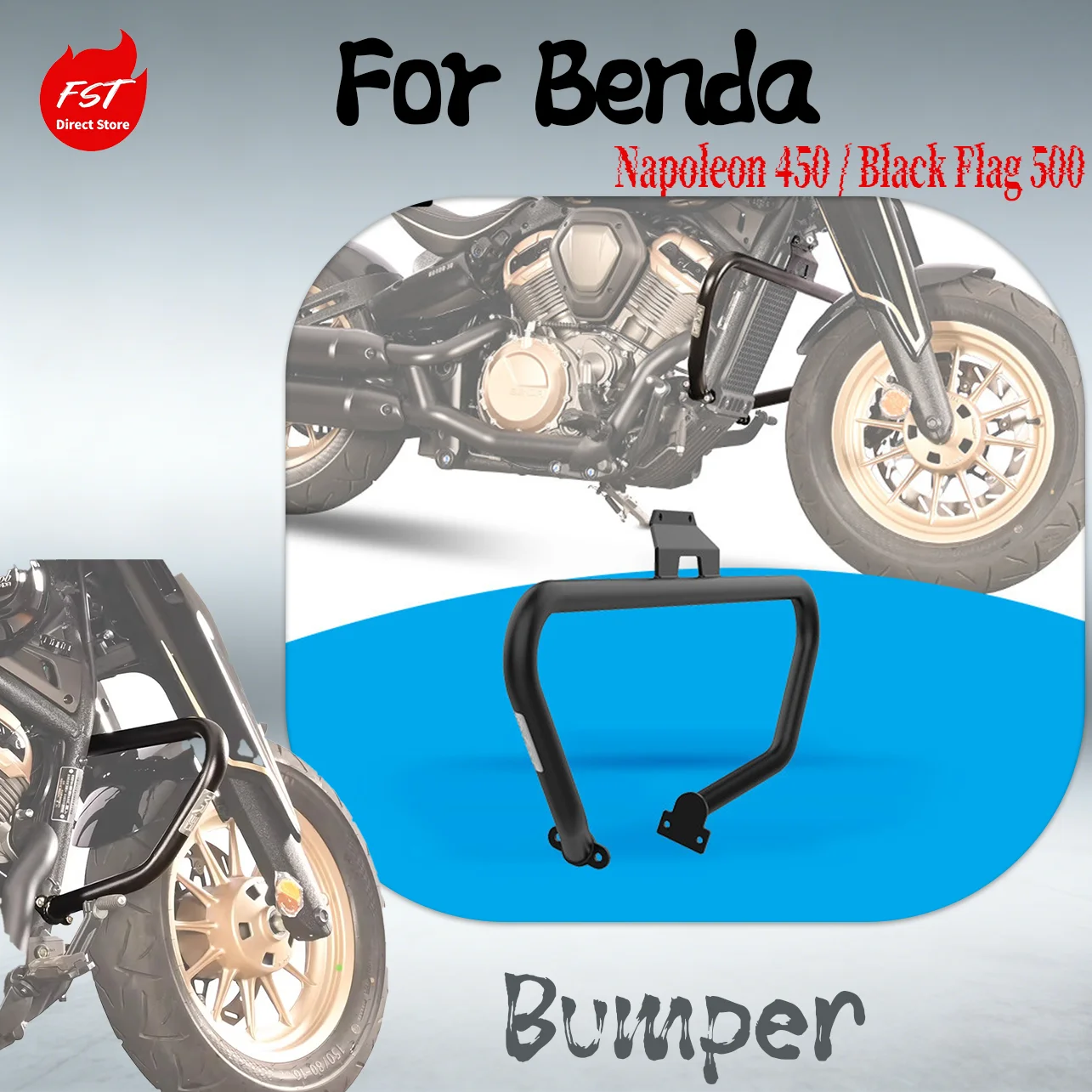 

Crash Bar Engine Guard & Rear Rack Backrest For BENDA Napoleon 450 / Black Flag 500 Anti-Crash Bumper, Motorcycle Modified Parts