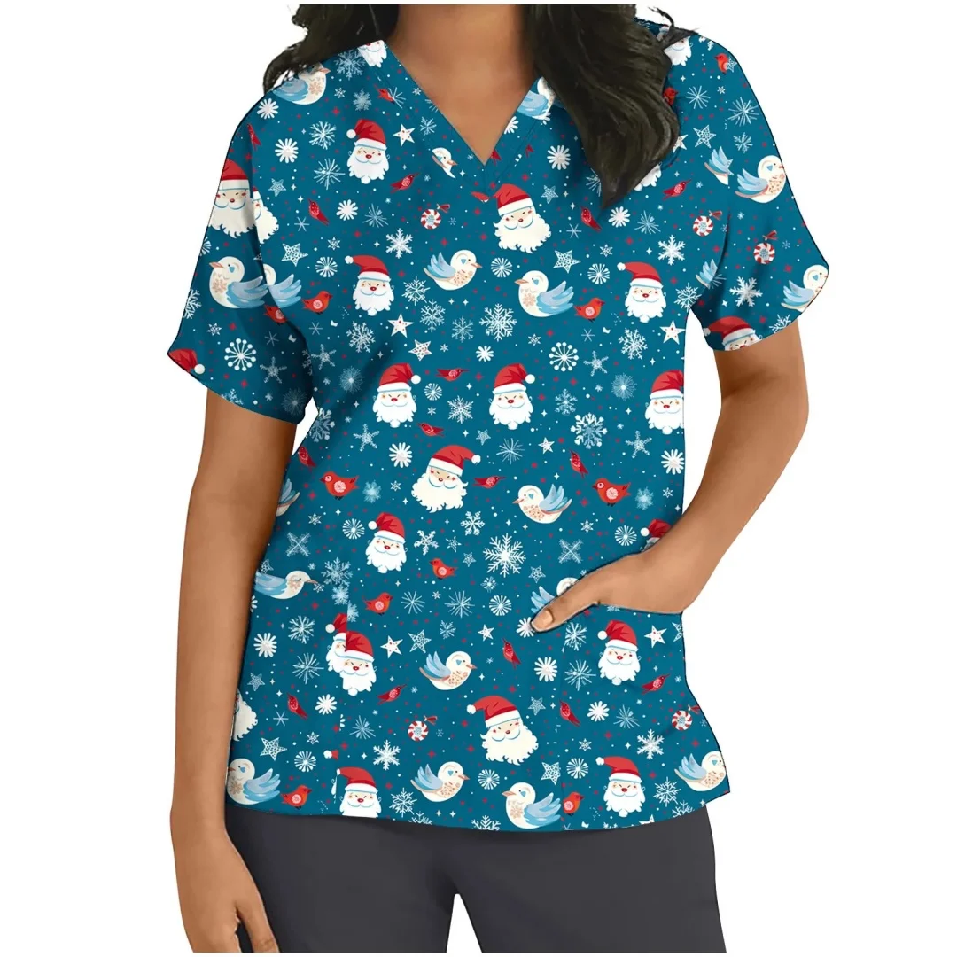 Schöne Druck Peeling Krankenschwester Uniform Frauen Cartoon Zahnklinik Krankenhaus Arzt Arbeitskleidung Frauen Kurzarm Casual Top