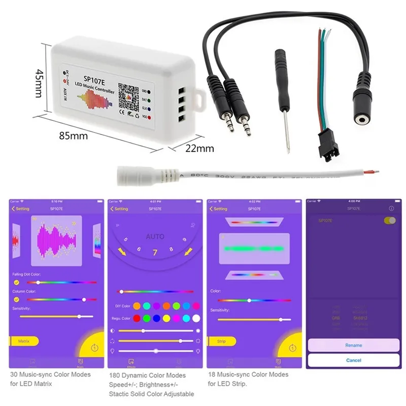 Kontroler taśm LED Pixel Light SP105E SP106E SP107E SP108E SP110E SP511E SP601E SP602E SP611E dla WS2811 WS2812B UCS1903 IC