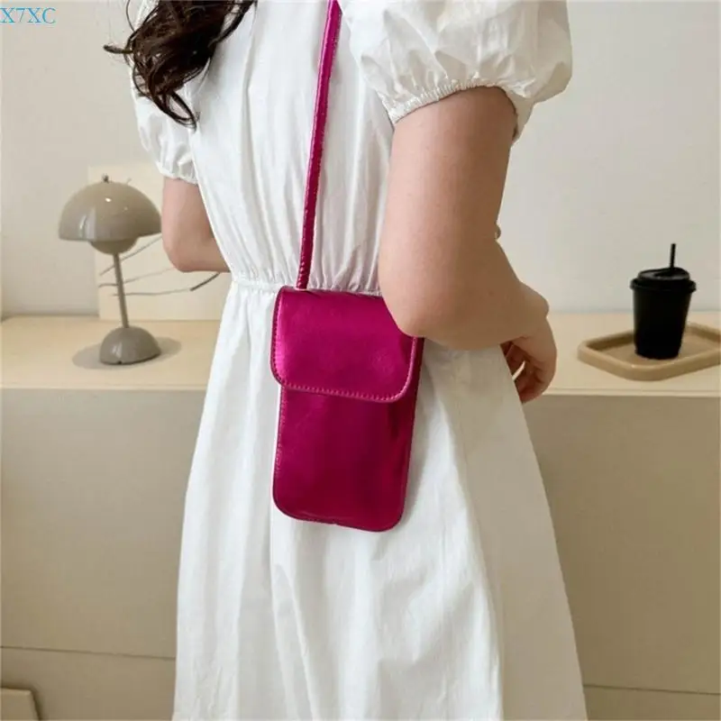 

X7XC Women Cellphone Shoulder Bag Purse Leather Coin Phone Wallet with Shoulder Strap