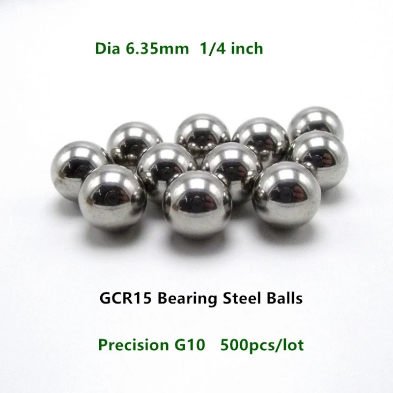 

500pcs Diameter 6.35mm 1/4 inch G10 Precision Industrial Bearing Steel Balls Replacement Parts Bike Bicycle Steel Ball Bearing