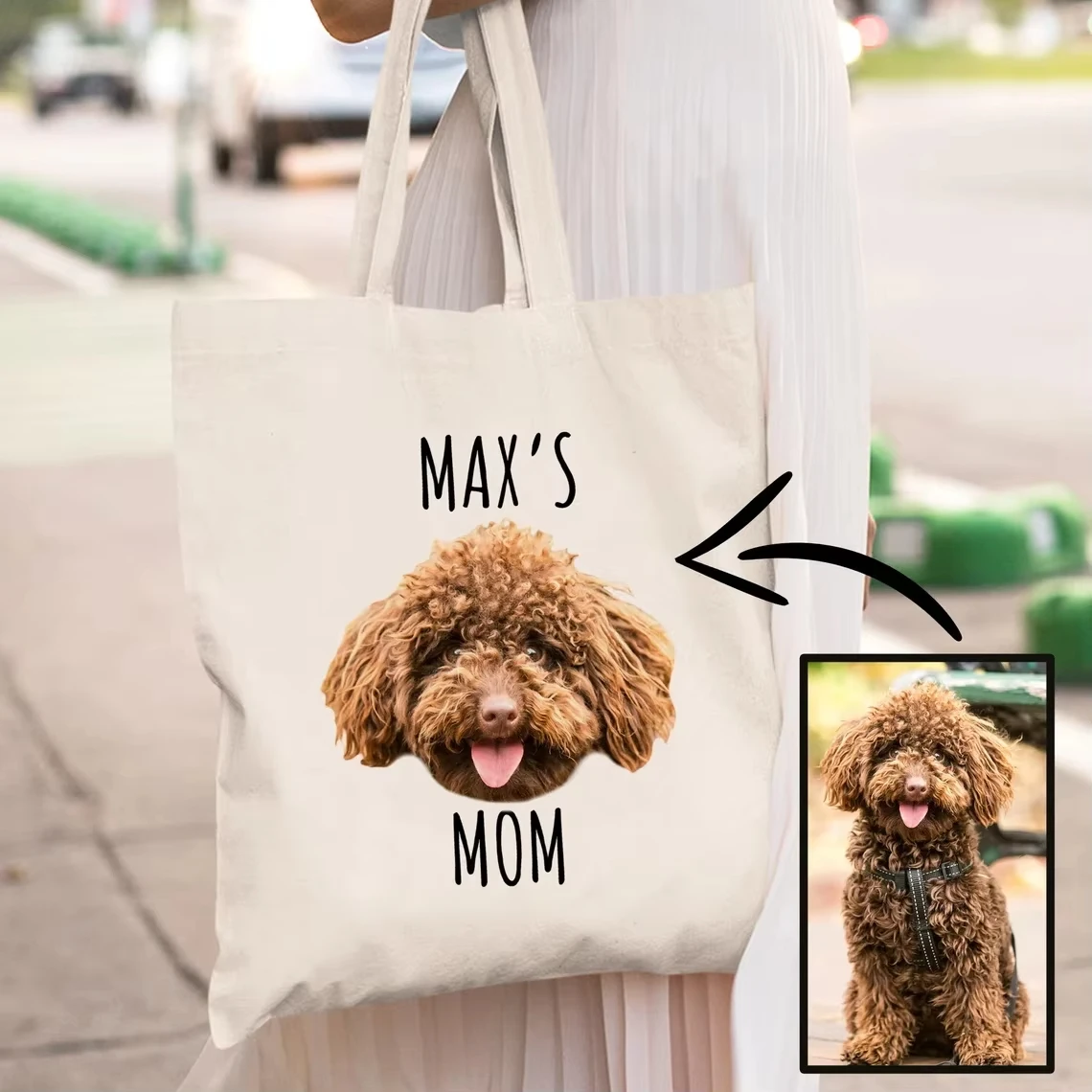 Buylor Custom Pet Tote Bag Personalized Customized Canvas Tote Bags Cotton Dog Portrait Canvas Bag Dog Lover Gift Shopping Bagss