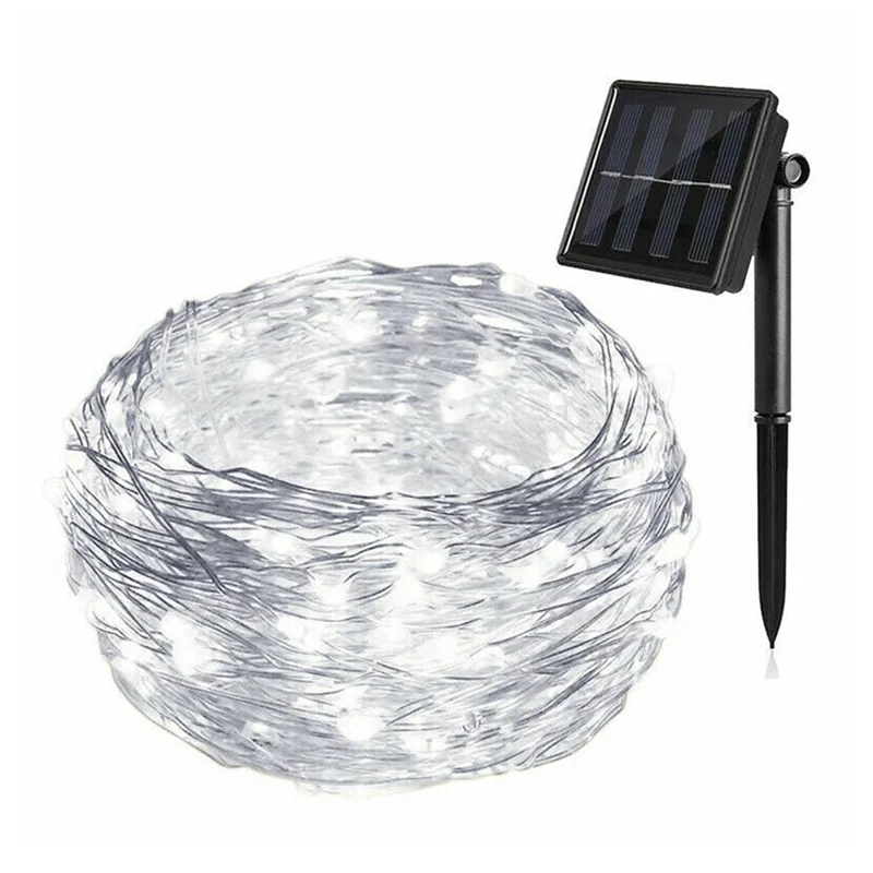 

ABUP-2X Solar Powered Lights 100 LED String Fairy Lights For Outdoor Christmas Lighting Courtyard Street 10M White