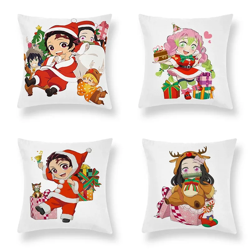 New Ghost Slayer Christmas Union Pillowcase Cute Cartoon Pillow   Year Gift Cushion