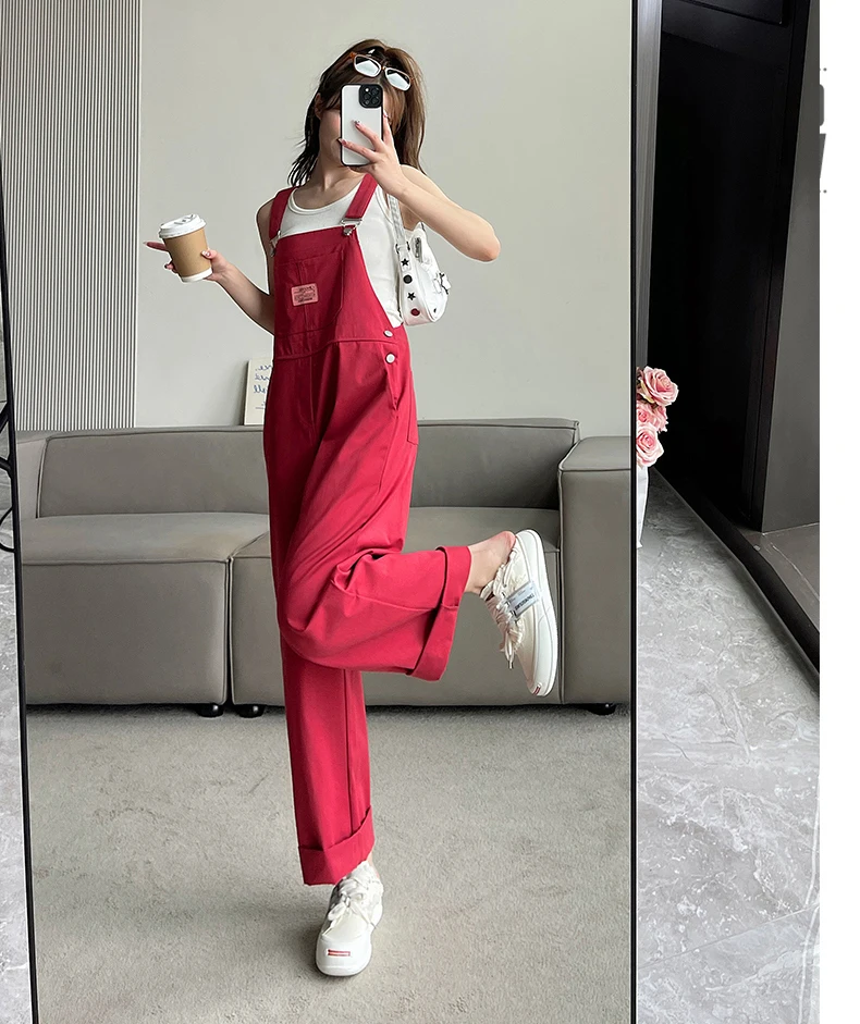 Rosepink Overalls Pants for Women's Summer New 2024 Women Labels Long Pants Jumpsuit Female