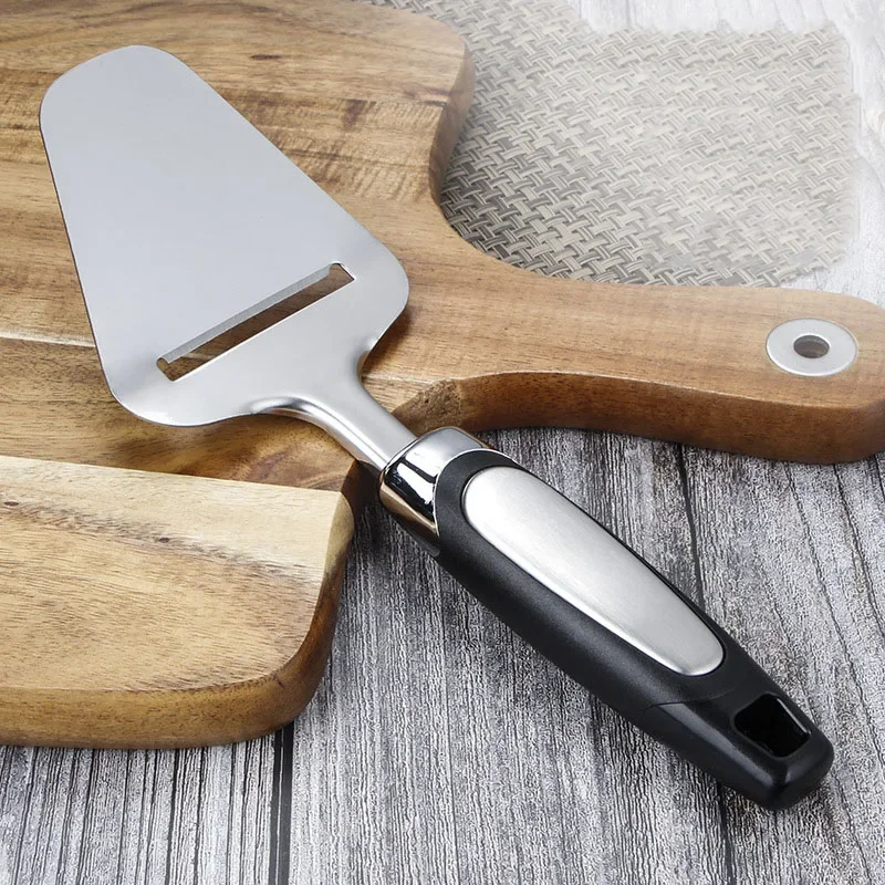 Rebanador de queso de acero inoxidable, pala para afeitar queso de alta resistencia, servidor plano multifunción para quesos duros semiduros blandos Kitche