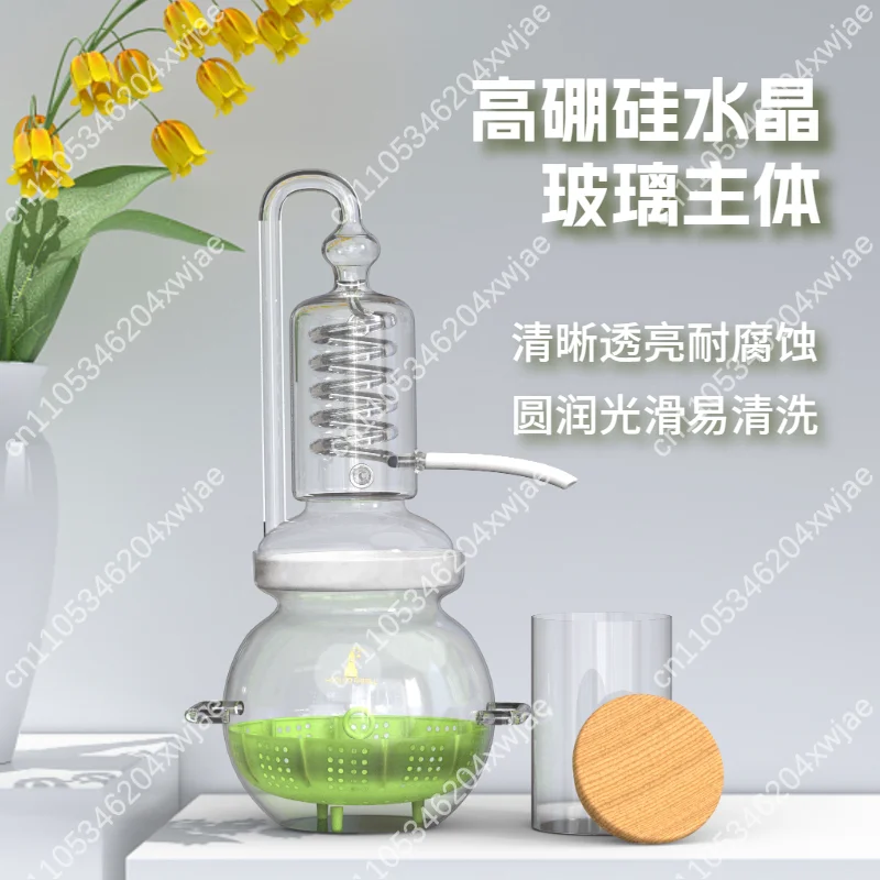 500ml Glass Essential Oil Distiller Steam Distillation Apparatus with Condenser for Hydrosol Perfume Extraction DIY