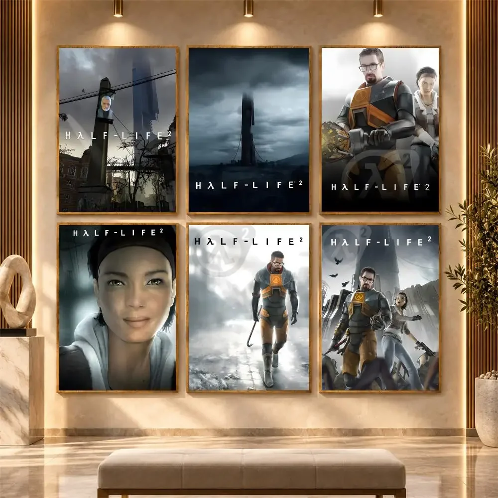 shooter video Game H-Half Life 2 Poster Wall Stickers Self Adhesive Art Decals for Bedroom Living Room Home Decor Mural HD Gift