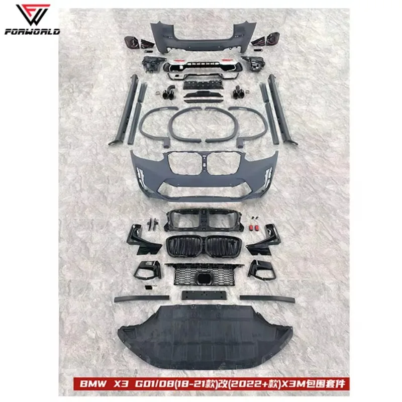 Manufacturing Source Full Body Kit Front Rear Bumper Grille Fender for   G01 18-21 to 2022+ X3M Body Kit