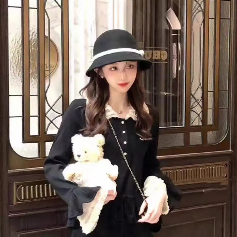 Retro Hepburnesque Felt Formal Hat Wealthy Heiress Style Panama Cap Bowknot Bucket Hat British Style Travel