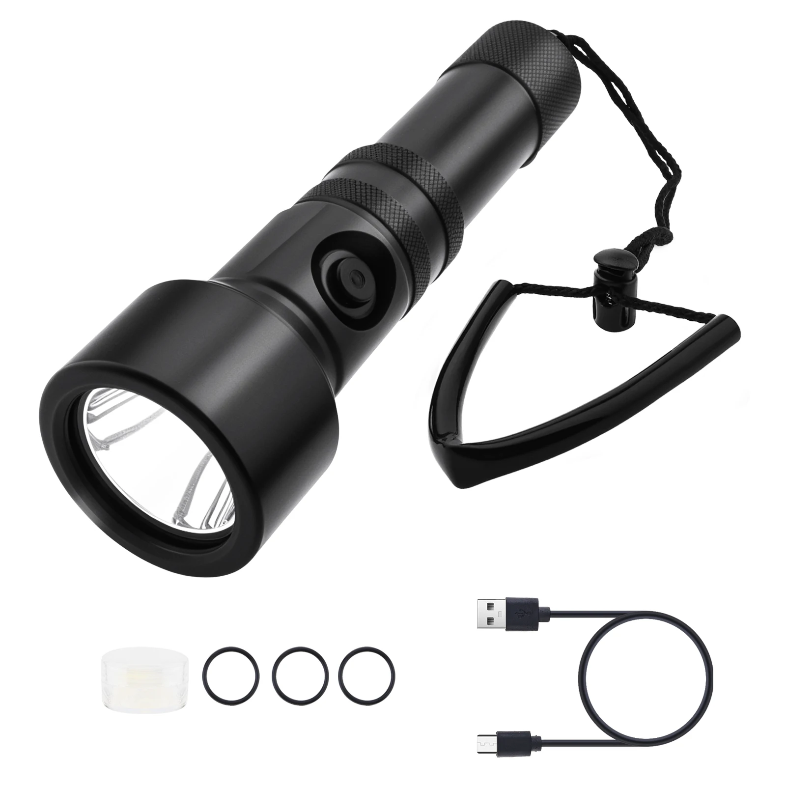 SecurityIng 2100 Lumens Underwater 150 Meters Diving Flashlight for Professional Diving with 4 Modes Light, 8 Degree Beam Angle