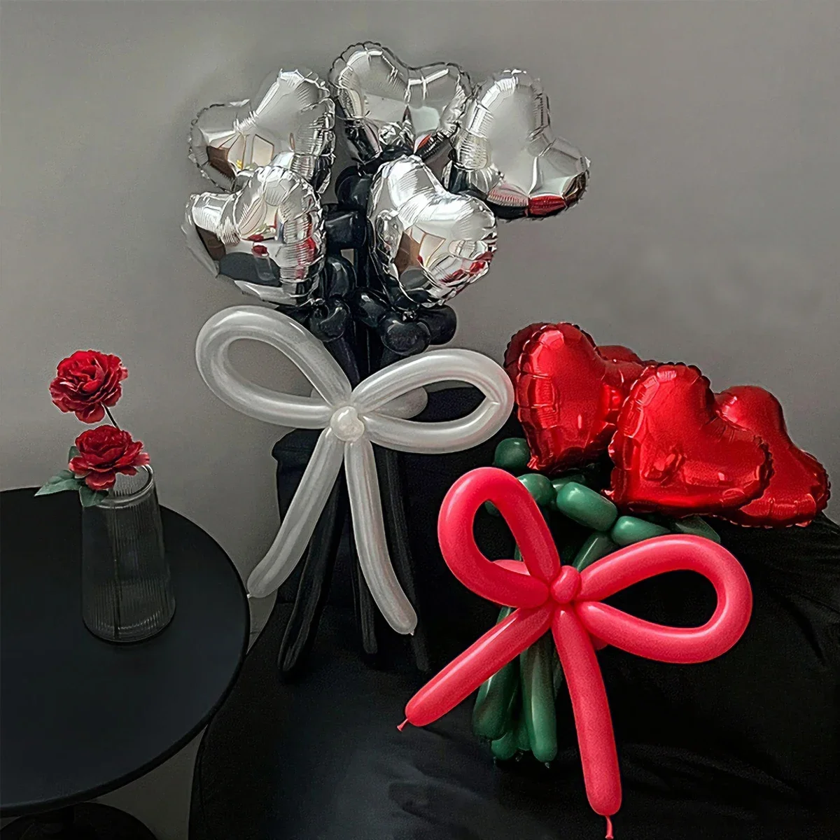Liebesstraußballons, herzförmige Luftballons aus Aluminiumfolie, romantische Geburtstagsüberraschungen, Valentinstag, DIY-Foto-Requisiten