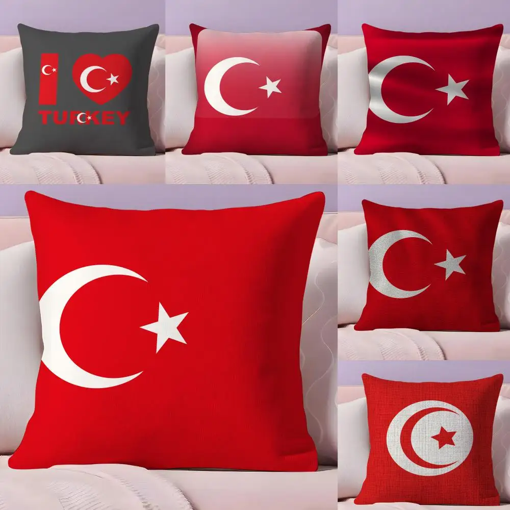 Turkiye Turkey Flag Cushion Cover Plush Fabric Soft Double-Sided Printed Sofa Warm Winter Home Gift Pillow Cover