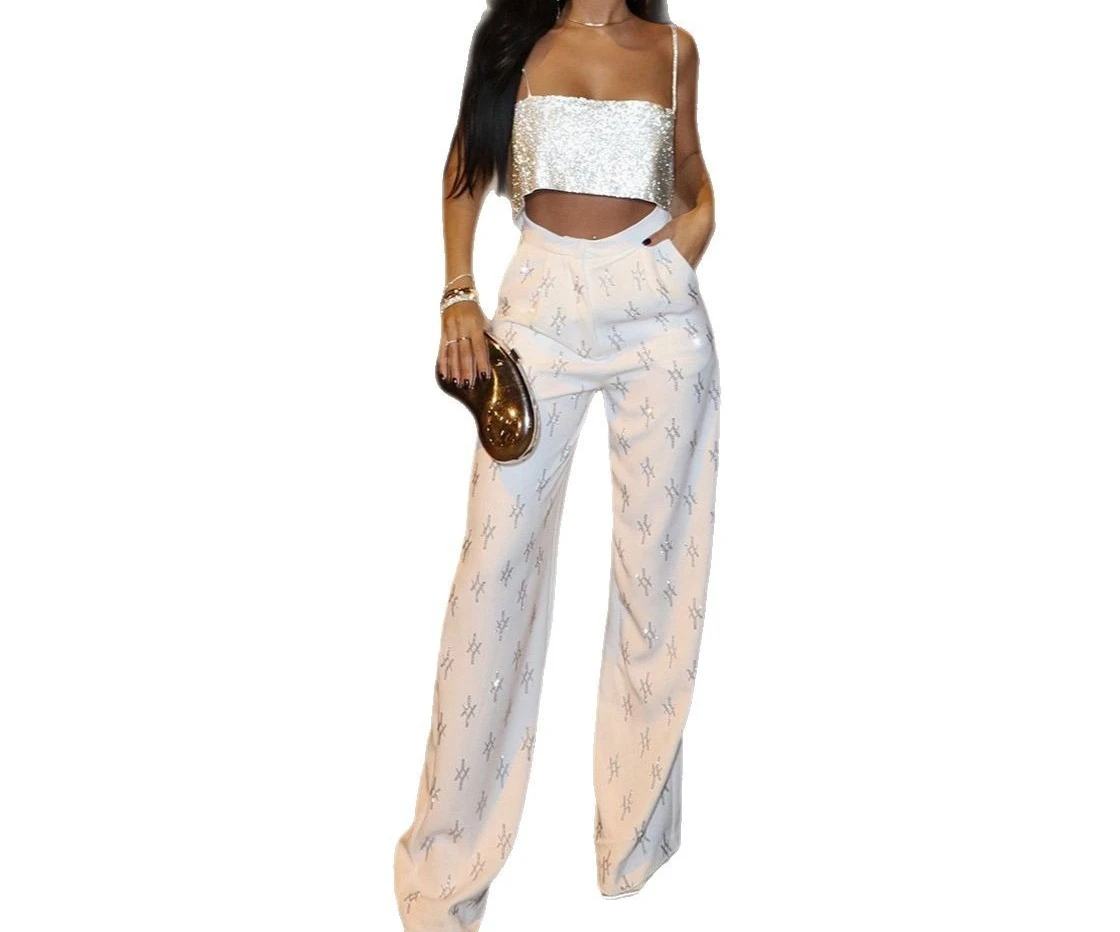 High End Street Hot Stamping Design, Straight Leg Casual Pants, Women's Drape, 2025 New Casual Pants