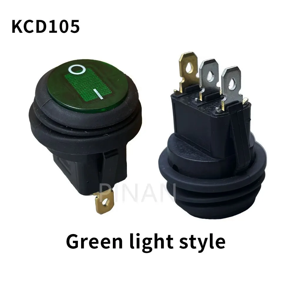 1pcs KCD105Waterproof Button with 12V 220V Light Rocker Switch Opening 20MM Boat-shaped Round 3Pin Silver Point Switches