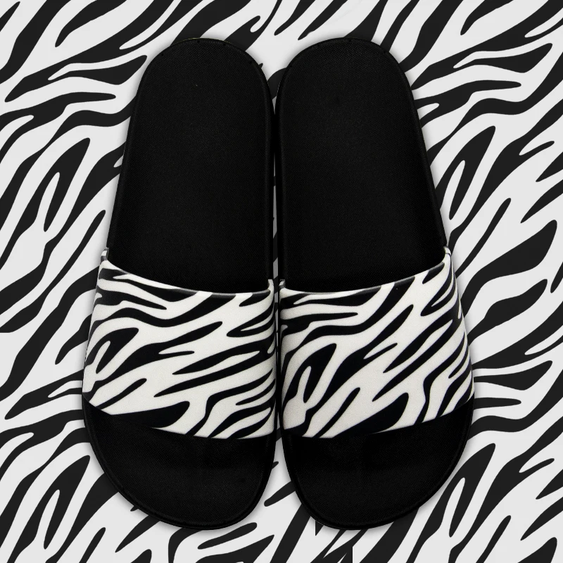 

Women Men Summer Slippers Soft Bottom Sandals Beach Slides Flip Flops Zebra Pattern Boys Girls Unisex Bathroom Shoes Zapatillas