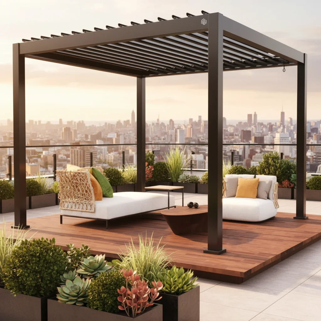 

Outdoor Aluminum Luxury Chinese Style Modern Pergola And Gazebo With Bioclimatic Waterproof Design