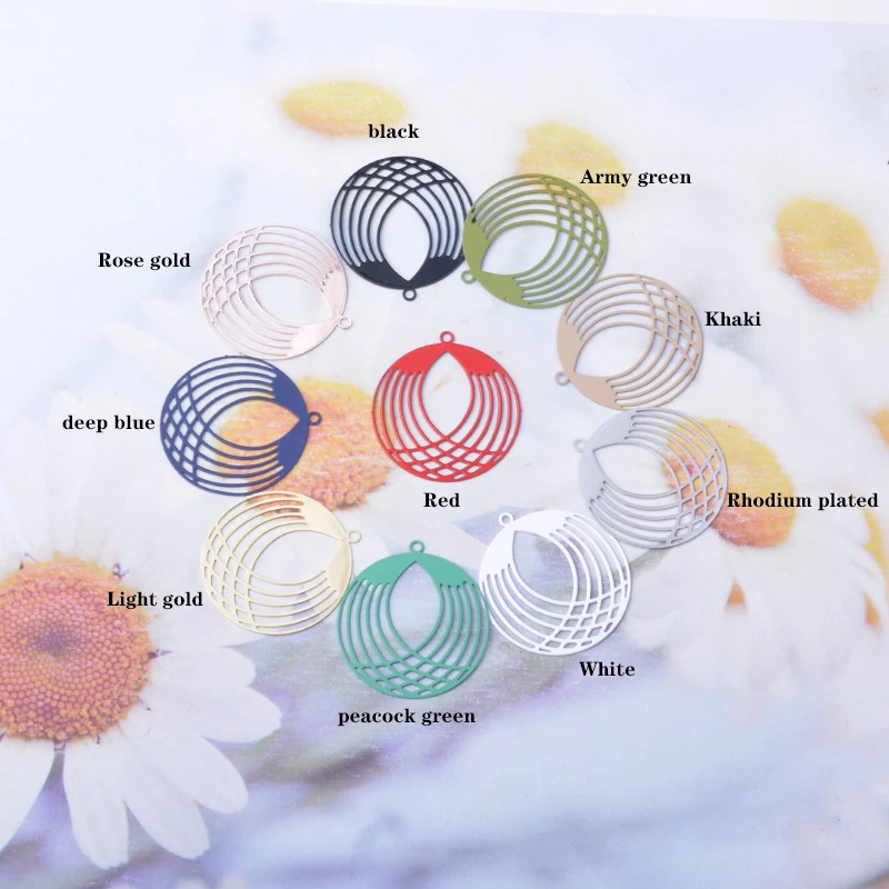 30pcs AB5201 Brass Filigree  Jewelry Charms Rose Golden Pendant DIY Women Earring  Accessories
