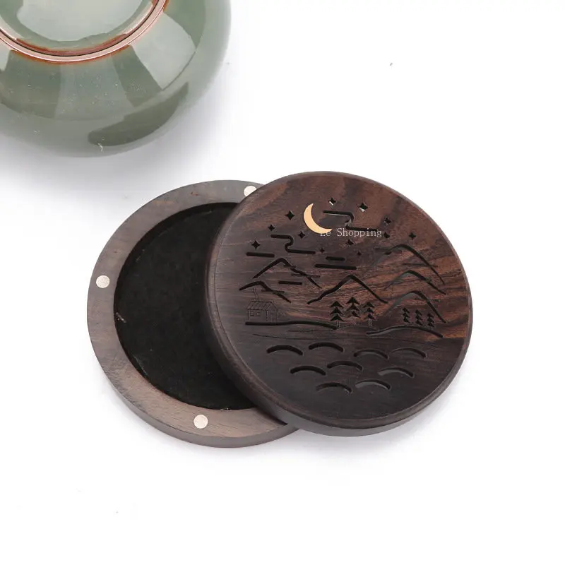 8.4cm Ebony Disc Incense Box Incense Burner DIY Zen Lying Incense Box Decoration Household Indoor Incense Burner To Purify Air