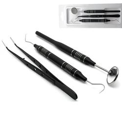 3Pcs Dentistry Instrument Dental Mouth Mirror Tweezers Curve Probe Dentist Instrument Teeth Care Cleaning