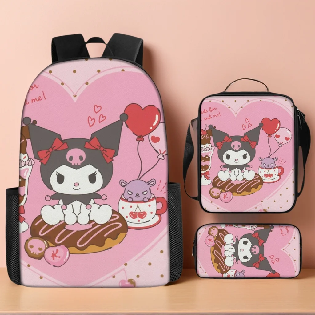 

Little Kid Kuromi Graphic Backpack+Side Bag+Pencil Box 3Pcs Set,Back to School Lightweight Bookbag