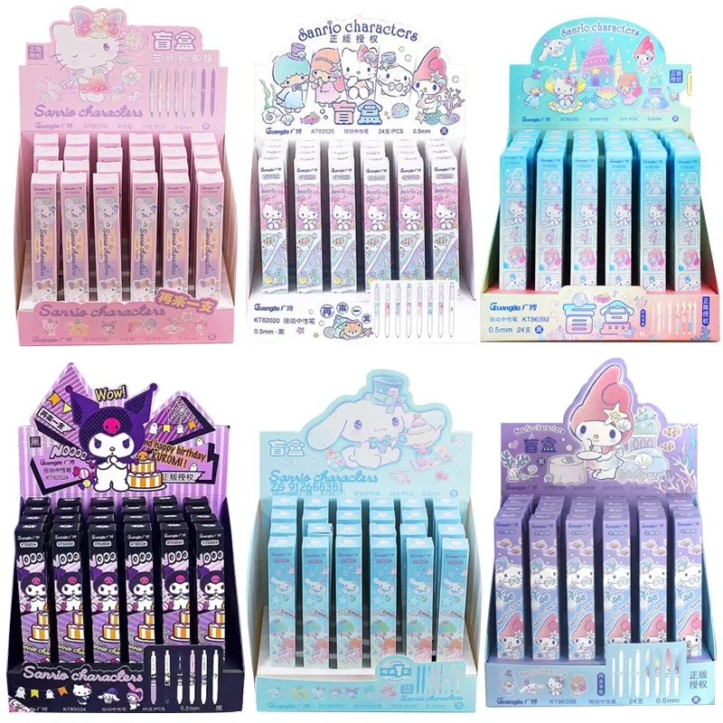 

24pcs Sanrio Neutral Pen Hellokitty Kuromi Cinnamoroll Student Ballpoint Pen Gel Pen Office School Supplies Stationery Wholesale