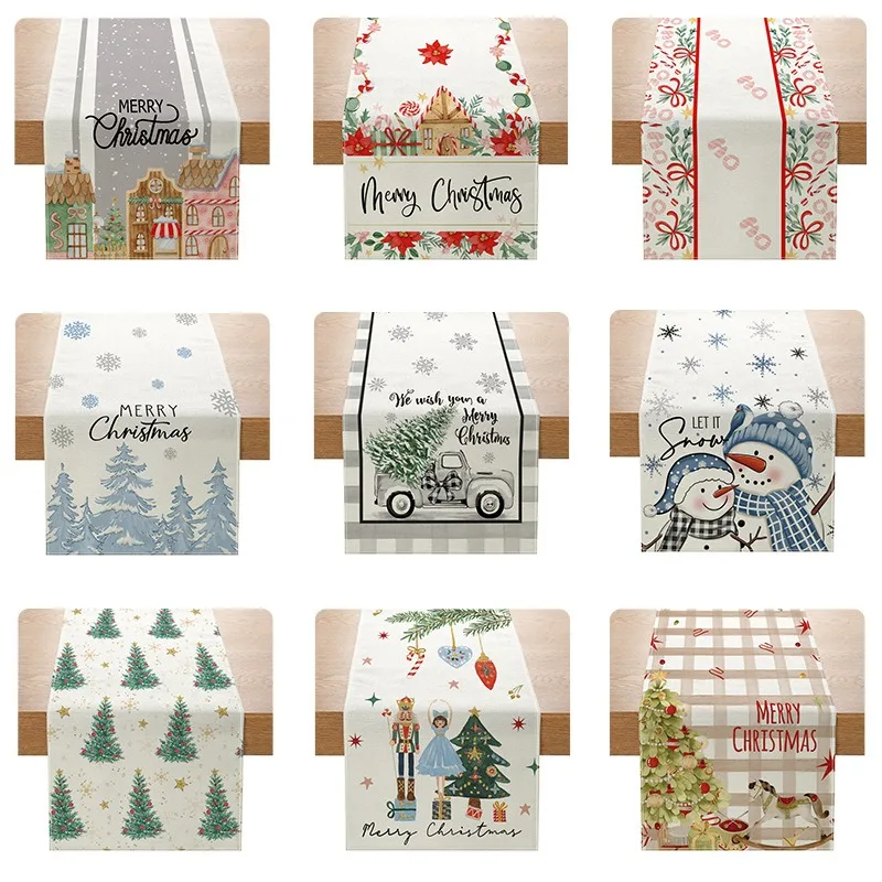 

Rustic Linen Table Runner Plaid Tree Table And Kitchen Linens Home Decor Items For Holiday Dinner Winter Navidad Merry Christmas