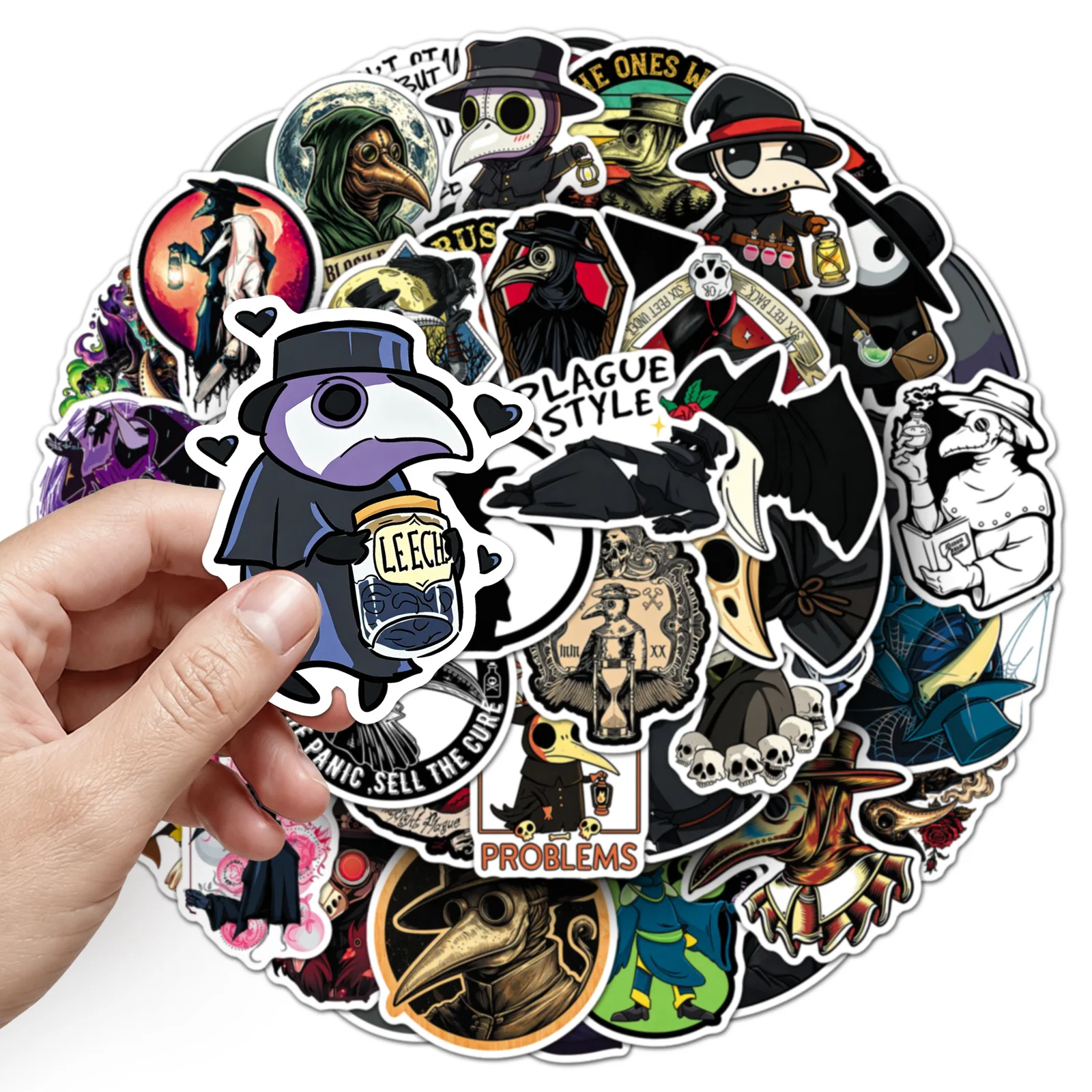 10/50PCS Plague Doctor Cartoon Stickers Scary Movie Graffiti Decoration Beak DIY Toys Laptop Guitar Car Bike Skateboard Decals