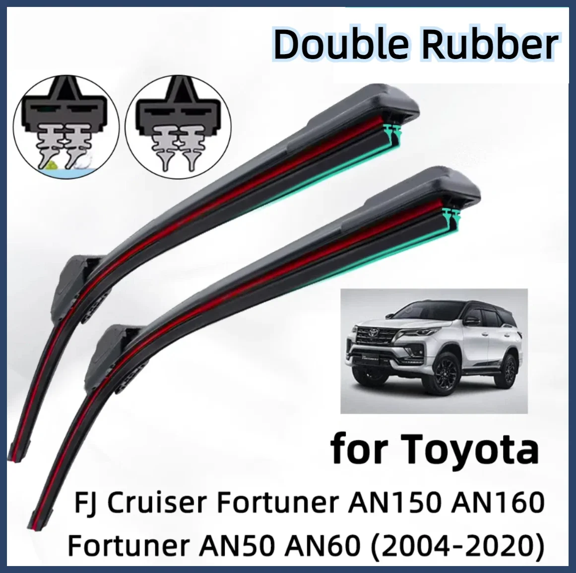 

Double Rubber Car Wiper for Toyota FJ Cruiser Fortuner AN150 AN160 AN50 Front Wiper Blades Brushes Cutter Accessories Windscreen