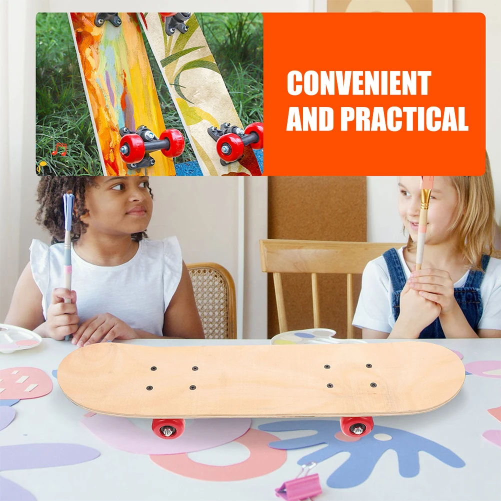 

DIY Blank Skateboard for Kids 60x15cm Four Wheels Double Sided Unfinished Deck Easy to Paint Children Toy Craft Gift