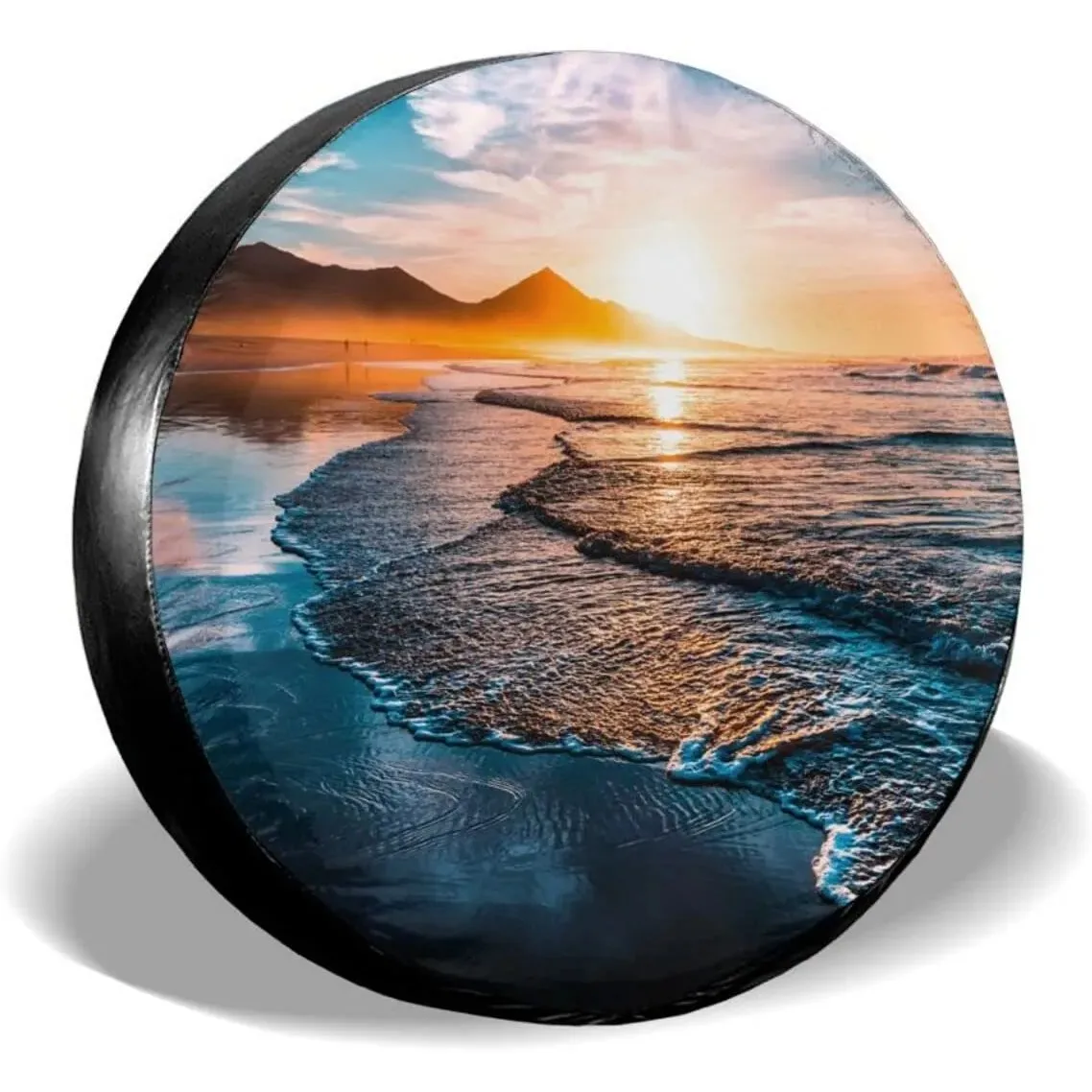 

Чехол для запасного колеса Sunset Beach Ocean Wave для автодомов, кемперов и прицепов, защита колес, индивидуальный пошив