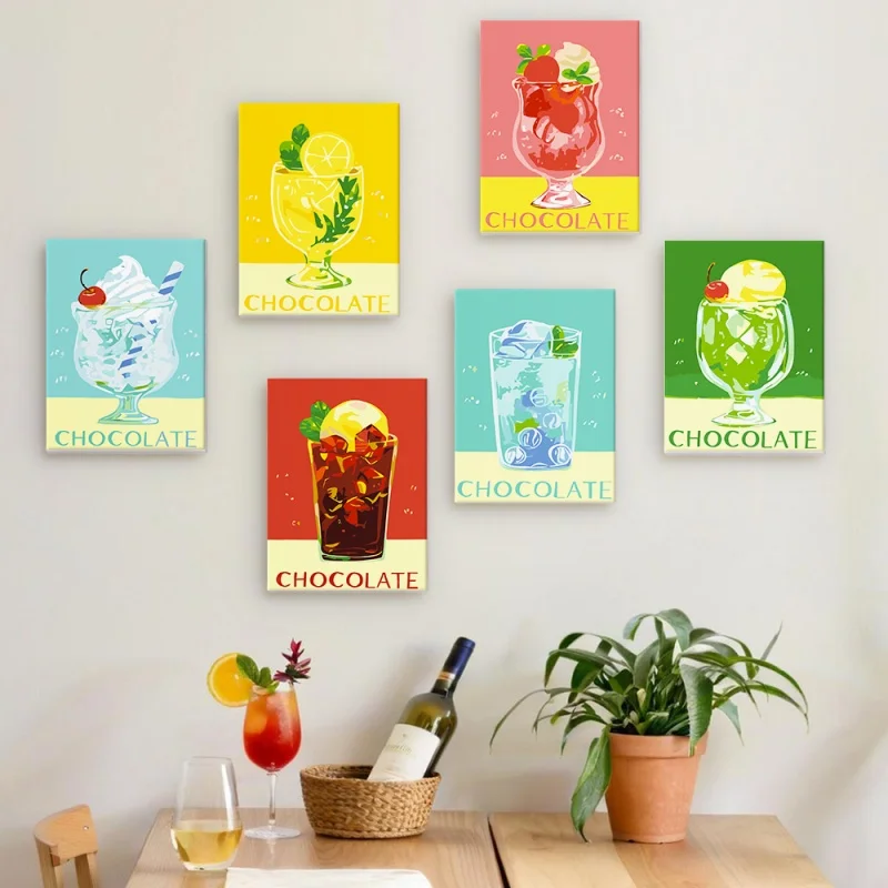 

Набор из 6 красок для напитков по номерам с кистью и акриловыми красками, цветная художественная роспись, напиток, сделай сам, акриловая картина маслом для взрослых