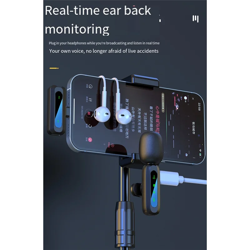 Lavalier Wireless Microphone, Portable Audio Recording Noise Reduction Microphone, For Mobile Phones/Computers/Tablets Durable-A