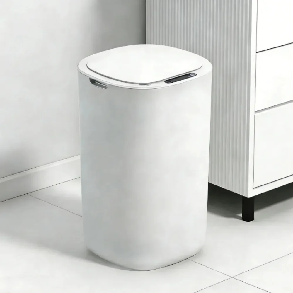 Smart Sensing Trash Can Automatic White Trash Can Kitchen Bathroom Waterproof 12L Electric Trash Can